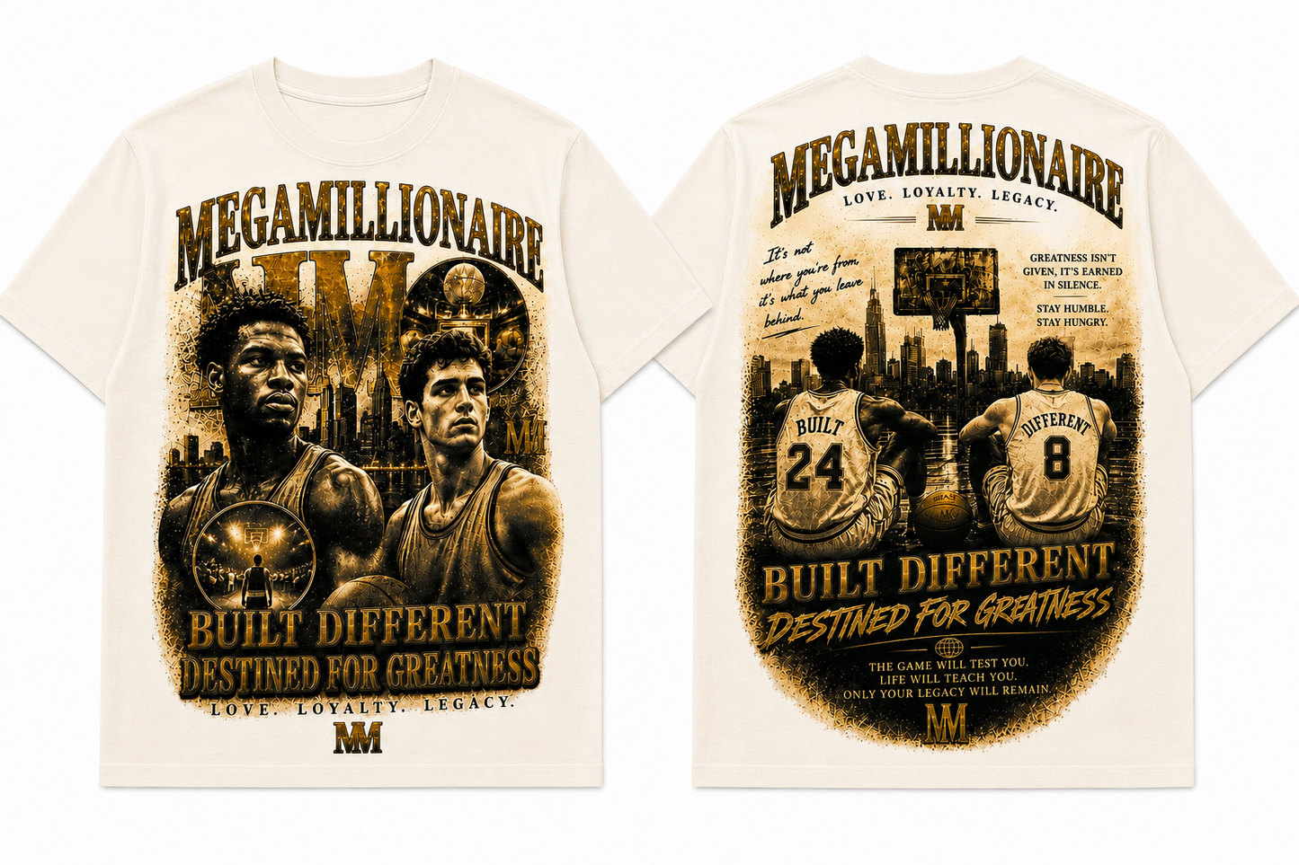 Megamillionaire “Built Different” Heavyweight Tee – Ivory